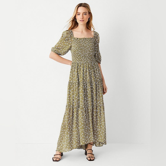 Ann Taylor Floral Smocked Bodice Maxi Dress Cottagecore Whimsy Farm Boho Style - Picture 14 of 15